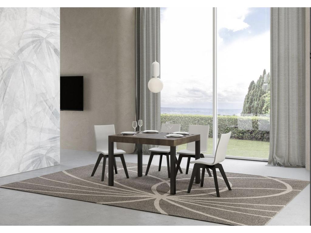 Table à manger extensible Cosymeub-Couleur Marron-Support 4 pieds-Largeur extensible 120 à 204cm PABI66674