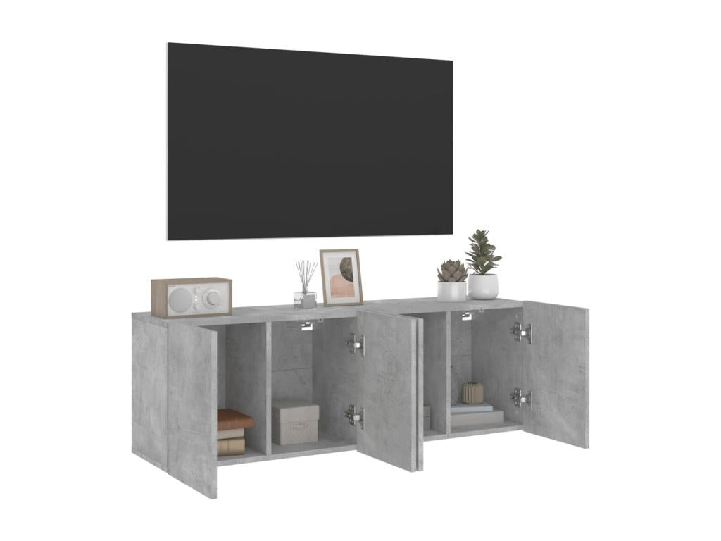 Meubles TV muraux 2 pièces gris béton 60x30x41 cm AENC48017