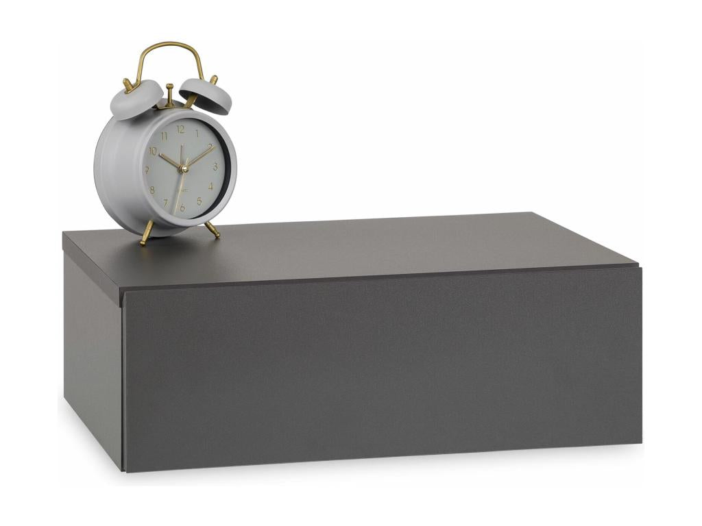 Chevet suspendu Cosymeub étagère murale avec 1 tiroir sans poignée en bois gris mat UXOK63636