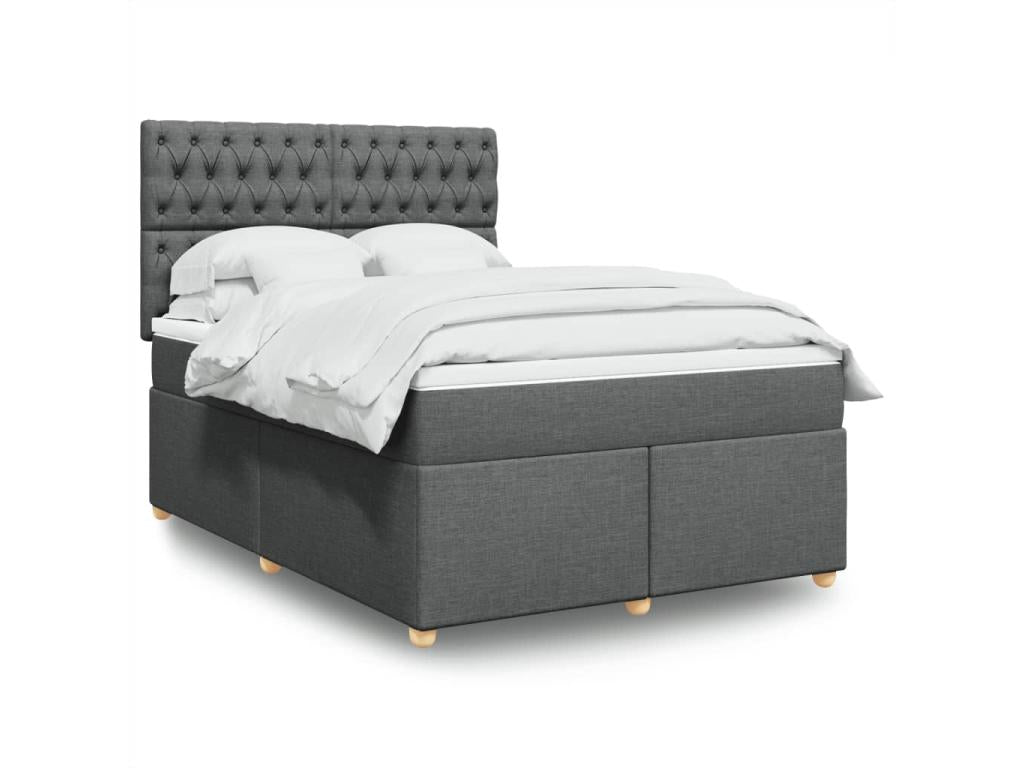 Sommier à Cosymeub de lit avec matelas Gris foncé 160x200cm Tissu DAJV67203