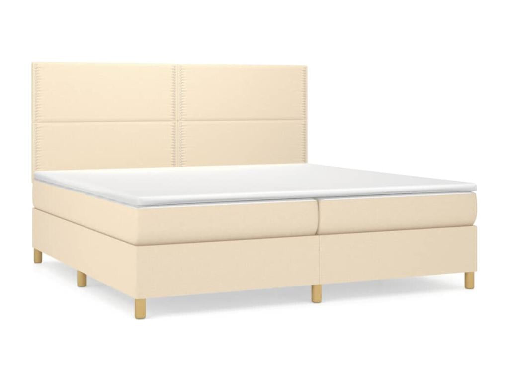 Lit à sommier tapissier avec matelas Crème 200x200 Tissu 5 EXIH01469