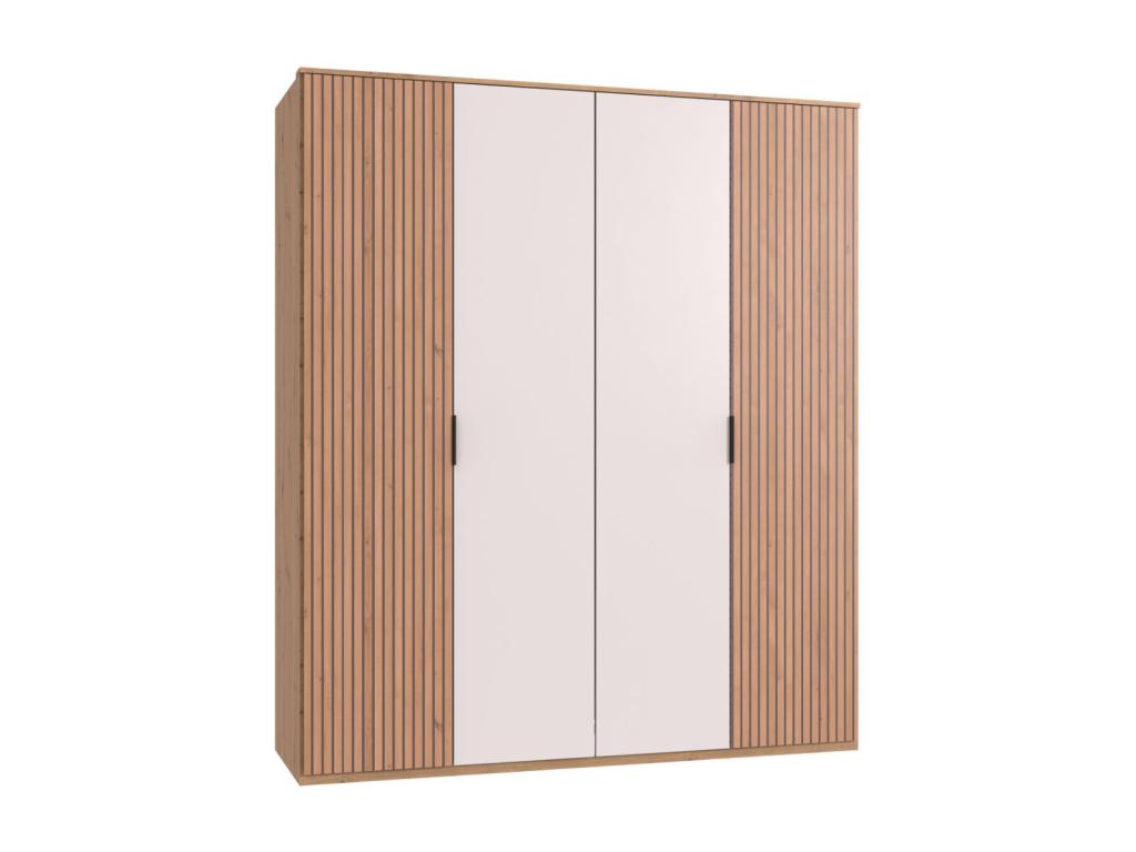 Armoire avec corniche placard coloris blanc imitation chêne Cosymeub - L- 180 x H- 210 x P- 58 cm LPQW28635