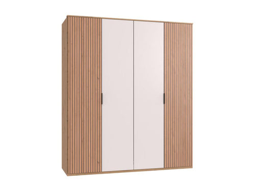 Armoire avec corniche placard coloris blanc imitation chêne Cosymeub - L- 180 x H- 210 x P- 58 cm LPQW28635