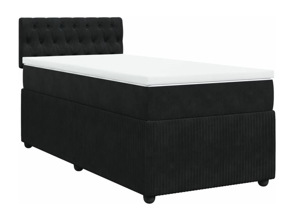 Sommier à Cosymeub de lit avec matelas Noir 100x200 cm Velours OBRC97498