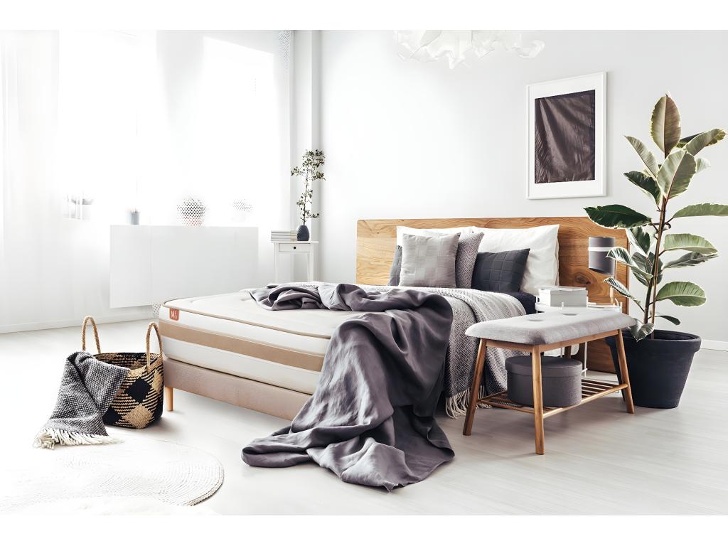 Ensemble LE RAFFINÉ 140x200cm Ressorts ensachés Mémoire de forme BioVisco - Maxi épaisseur 26cm sommier Cosymeub Beige LTTQ75420